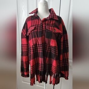 Jolie & Joy - Girl Cobie Fleece Fringe Shacket size Large